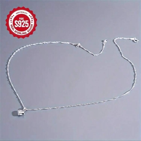 🪷 925 Sterling Silver Heart Pendant Necklace - Picture 2 of 7